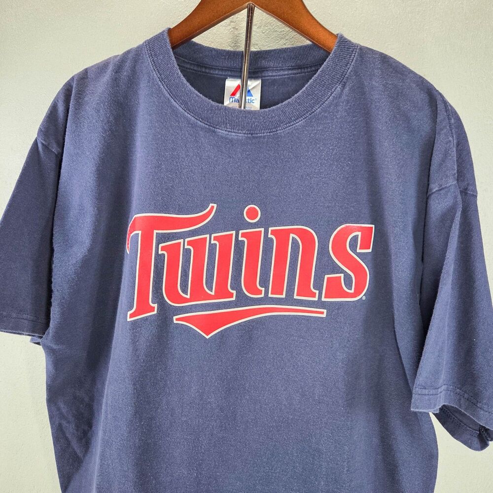Vintage Y2K Majestic Minnesota Twins Faded Navy T Shirt Sz XL